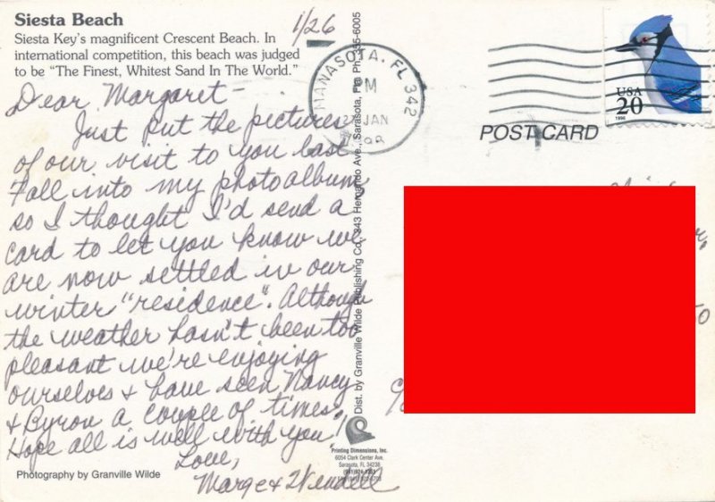 Siesta Key FL, Florida - Crescent Beach - World's Finest White Sand - pm 1998
