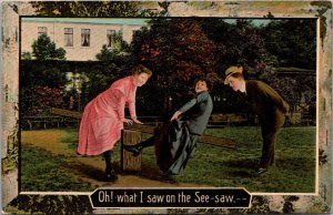 Humour Women On Seesaw Oh What I Saw On The See-Saw 1910