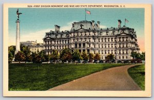 Military~Washington DC~First Division Monument @ War & State Department~Postcard