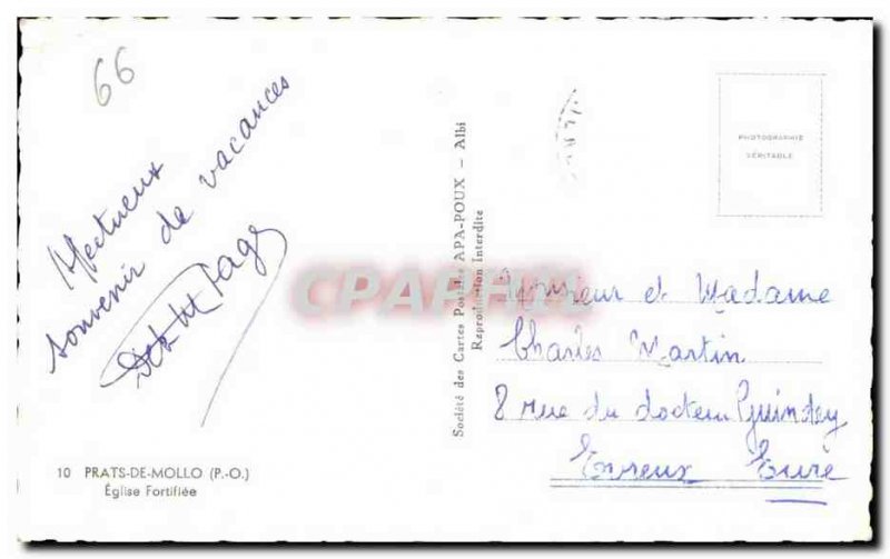 Old Postcard Prats De Mollo Church fortified