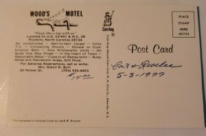 Vintage Postcard Wood's Motel Franklin North Carolina US 23-441 NC 28   689