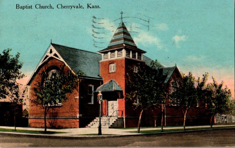 Baptist Church Cherryvale Kans. Kansas Vintage Postcard Standard View Card 