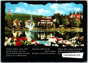 VINTAGE CONTINENTAL SIZED POSTCARD VIEW OF GOSLAR GERMANY ACROSS LAKE SLOGAN '76