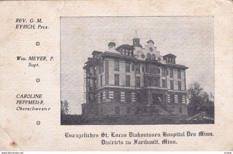 MINNESOTA, 1900-10s; Evangeliches St. Lucas Diakouissen Hospital Des Minn., D...