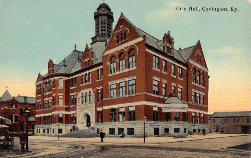 Covington Kentucky City Hall Street View Antique Postcard K47368