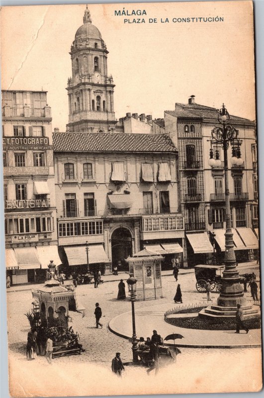 Postcard Spain Malaga Constitution Plaza