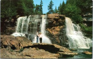 Postcard WV Davis - Blackwater Falls - couple standing in front of falls