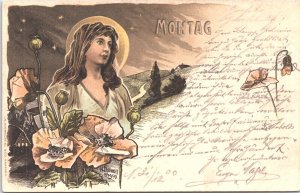 Art Nouveau Lady H.Fründt Art Nouveau Vintage Postcard Vintage Postcard 09.52