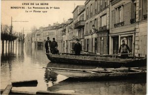 CPA Crue de la SEINE BOUGIVAL Les Pontonniers du Ier Genie Le 1er (246273)