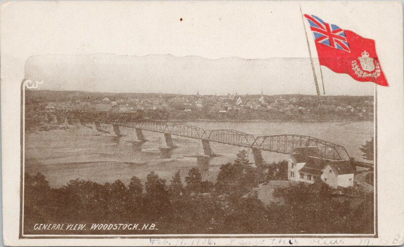 Woodstock New Brunswick NB General View Patriotic Postcard G18