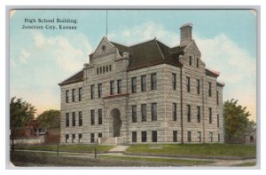 Junction City Kansas High School Building c1916 Postmark