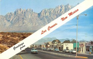 New Mexico LAS CRUCES Banner Greetings Roadside c1960s Chrome Vintage Postcard