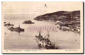 Villefranche sur Mer - La Rade and Cuirasses Wing Military ships - Old Postcard