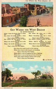 Out Where The West Begins Old West Hopi Pueblo Navajo Home Vintage Postcard