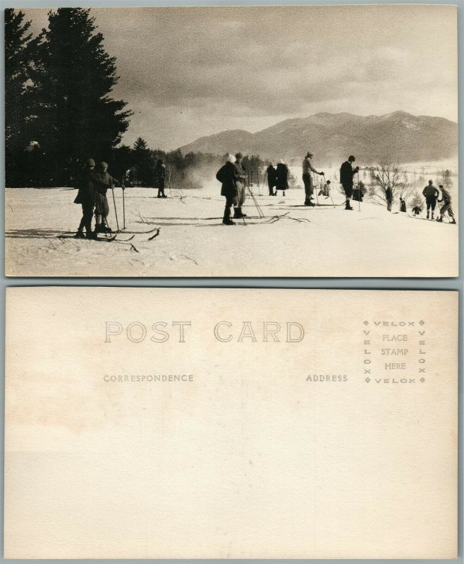 SKIING RESORT ANTIQUE REAL PHOTO POSTCARD RPPC