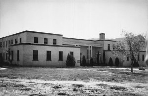 J79/ Hot Springs New Mexico RPPC Postcard 40s Sierra County Court House 69