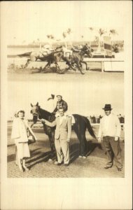 Horse Racing #8 Jockey Owner Hialeah or Santa Anita? Real Photo Postcard