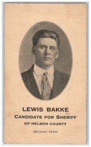 Lewis Bakke Candidate For Sheriff Political Advertising Lakota ND Postcard