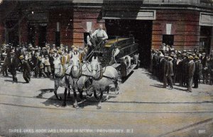 Providence Rhode Island Three Ones Hook and Ladder Fire Dept Postcard AA44756