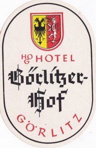 Germany Goerlitz Ho Hotel Goerlitzer Hof Vintage Luggage Label sk2091