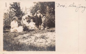 TRIX THE PONY~CHILDREN DRESSED AS INDIANS~1910s REAL PHOTO POSTCARD