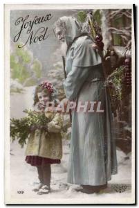 Old Postcard Fantasy Father Christmas Child