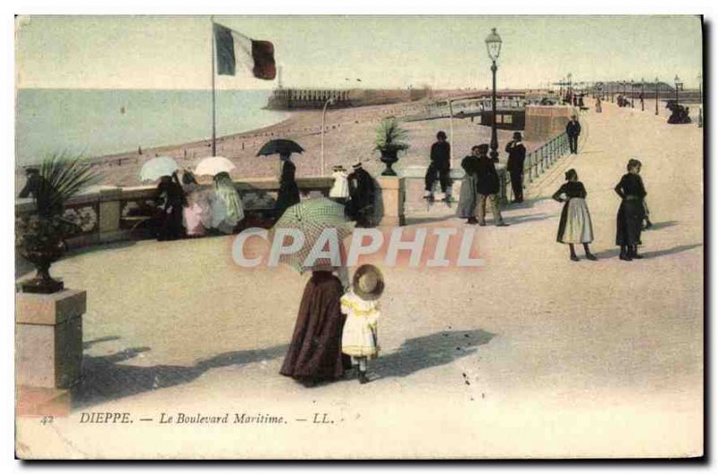 Old Postcard Dieppe Boulevard Maritime