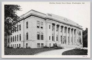 Government Building~Daviess County Courthouse Washington IN B&W~Vintage Postcard