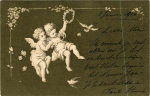 CPA AK Angel with a Girl and a Bird ANGELS (777619)