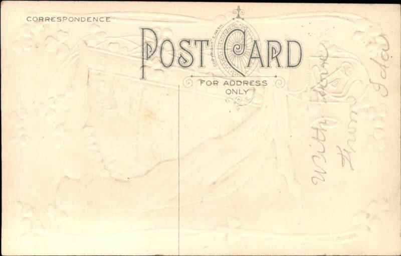 St. Patrick's Day Rural Bridge Ireland Embossed c1910 Vintage Postcard