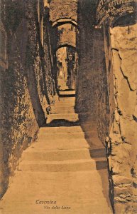 TAORMINA SICILY ITALY~VIA DELLA LUNA~G ATTANASIO SEPIA PHOTO POSTCARD