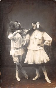 J72/ Entertainers RPPC Postcard c1920s England Girl Dancers Long Hair 179