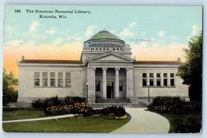 1912 Simmons Memorial Library Building Tower Entrance Kenosha Wisconsin Postcard