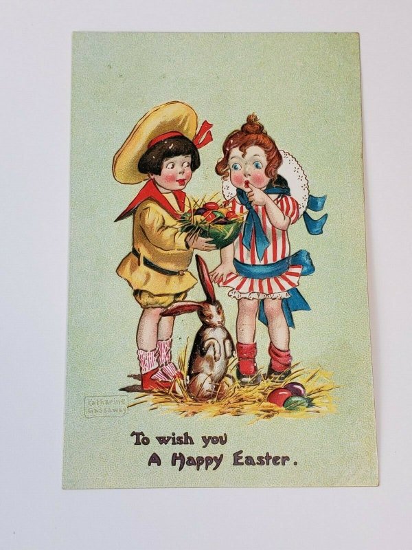 1915 To Wish You A Happy Easter Raphael Tuck & Sons Children Rabbit Gassaway 