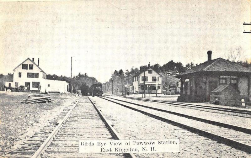 East Kingston NH Powwow Railroad Station Train Depot Postcard