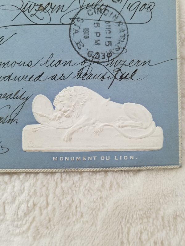 Antique Postcard Switzerland Luzern Monument du Lion Dated 1900. Used. Beautiful