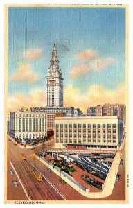 Postcard TRAIN STATION SCENE Cleveland Ohio OH AR9254