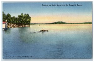 c1940's Bull Shoals Lake Upstream Side of Dam Lake View Boat Dock AR Postcard