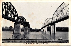 Blair Bridge Right Nebraska BW Postcard Koltermans Postcard Photo-Tone New York 