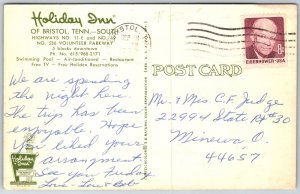 Bristol Tennessee 1972 Postcard Holiday Inn South Motel Innkeeper Sign