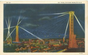 Chicago World's Fair Skyride at Night CT Art Colortone Postcard WF24