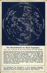 German Astonomy Astrology Zodiac Stars Horoscope c1910 Postcard SEPTEMBER
