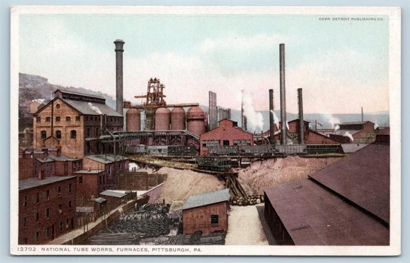 Postcard PA Pittsburgh National Tube Works Furnaces c1910 Detroit Publishing M13