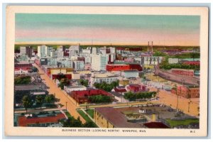 Winnipeg Manitoba Canada Postcard Business Section Looking North c1950's