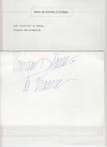 Princess Diane de Bourbon d'Orleans, Original Autograph, Royalty, France (L6532)