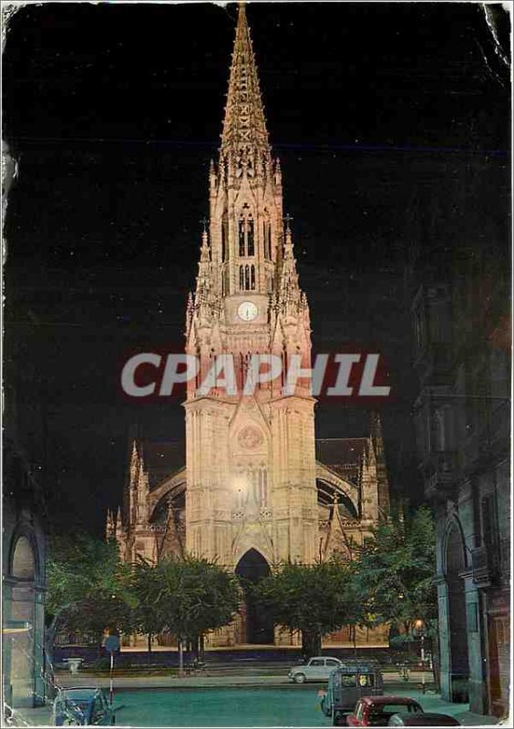 Postcard Modern San Sebastian Buen Pastor Cathedral The Nocturnal