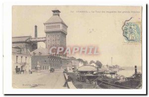 Corbeil Old Postcard Tower stores of large mills