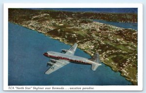 BERMUDA ~ Trans-Canada Airlines NORTH STAR SKYLINER in Flight  c1950s Postcard