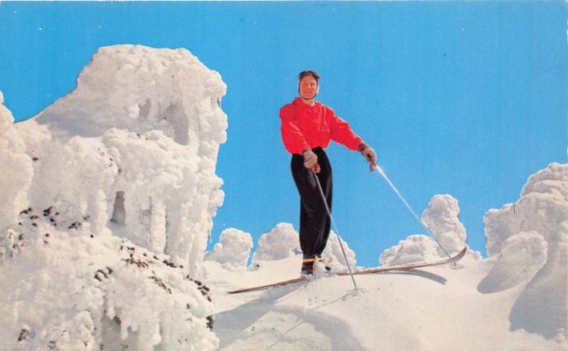 BLOWING ROCK~BOONE NORTH CAROLINA SKIING~WINTERTIME GREETINGS POSTCARD 1960s