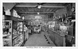 H48/ Hillsville Virginia Postcard c1910 Nuckolls Drug Store Interior